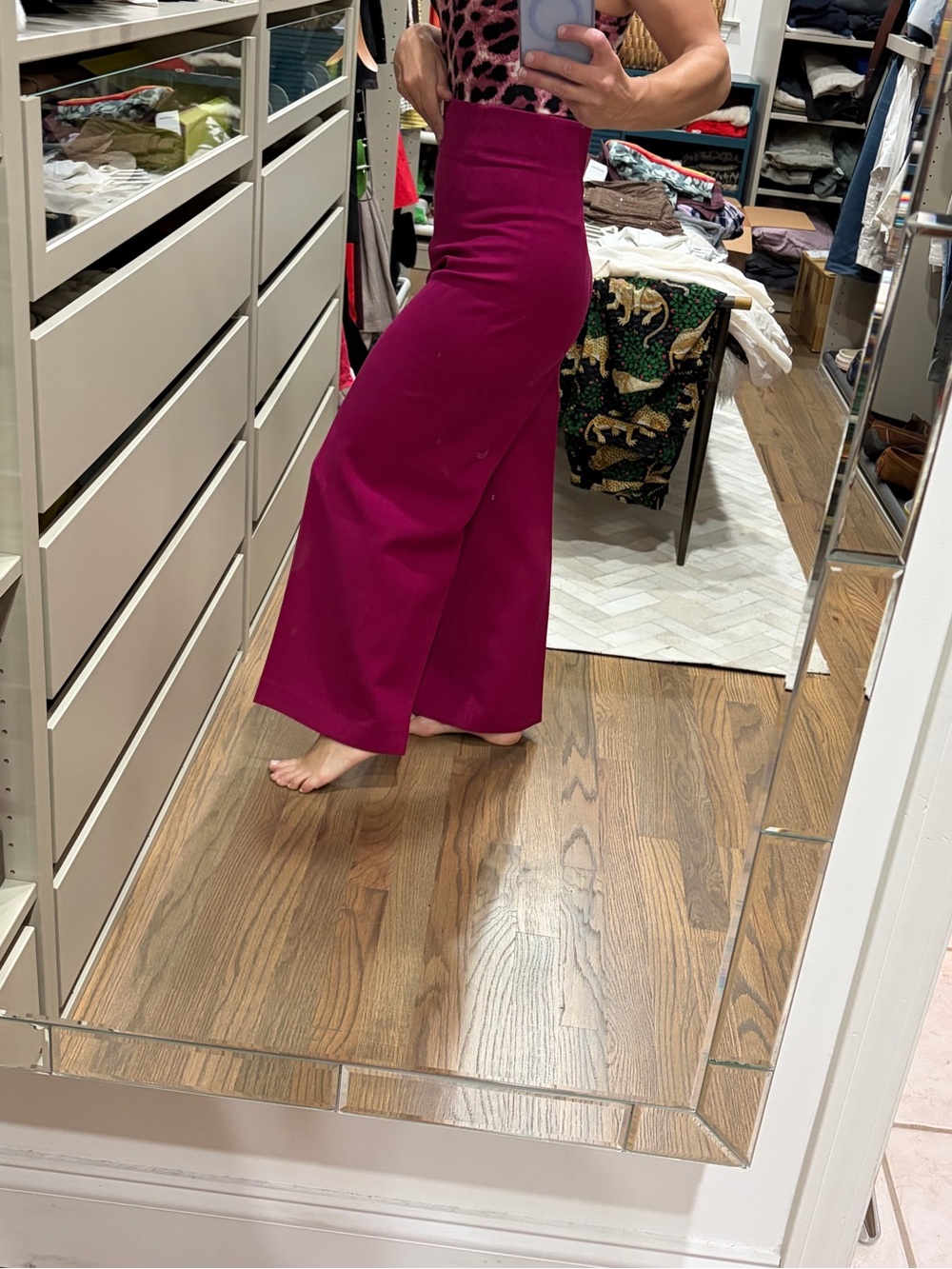 Zara Fuchsia High-Waist Wide-Leg Trousers - Picture 5 of 5